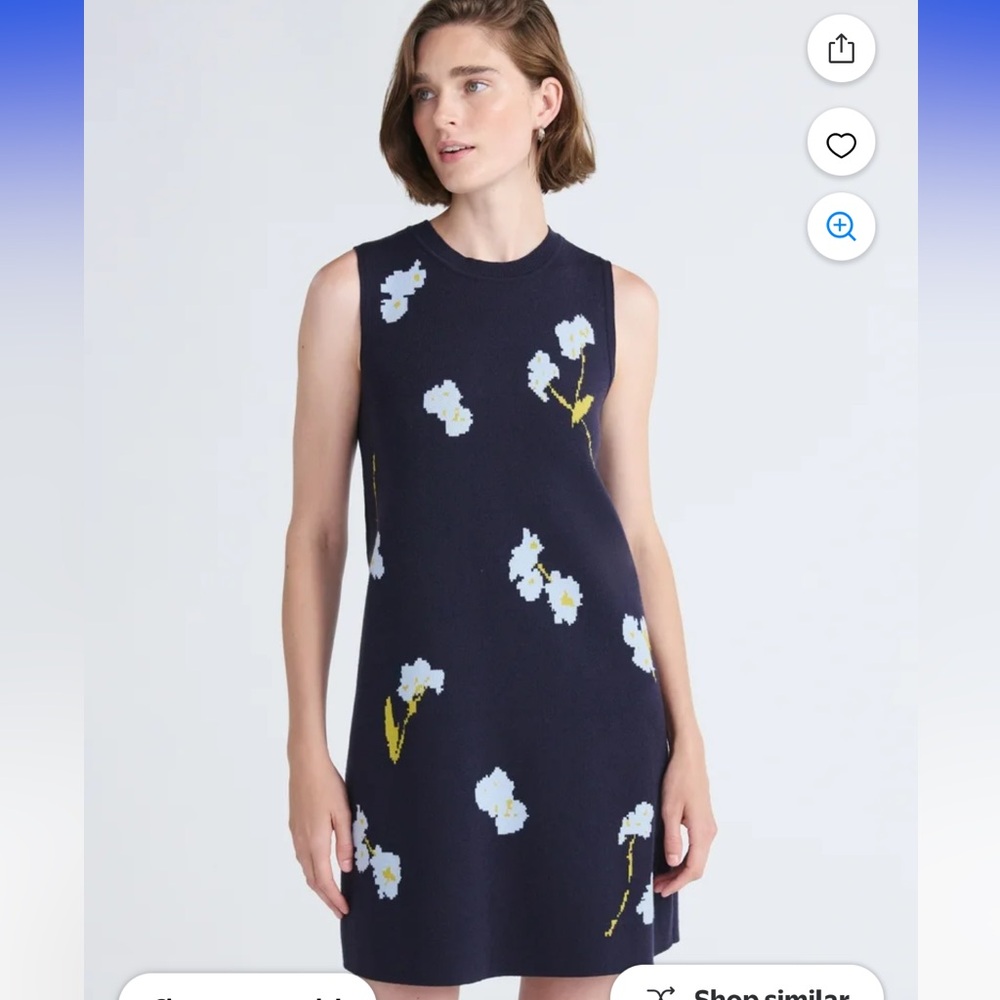 NWT Free Assembly Navy Floral Sleeveless Winter Knit Sweater Mini Dress Size XXL